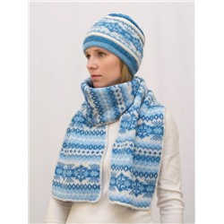 Комплект зимний женский шапка+шарф Альбина (Цвет голубой), размер 56-58, шерсть 50%, мохер 30%