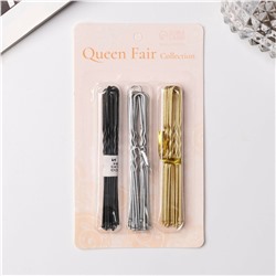 Шпильки для волос (набор 30 шт) 8 см, 3 цвета Queen fair