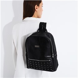 Рюкзак женский из искусственной кожи на молнии, 1 карман, цвет черный No brand