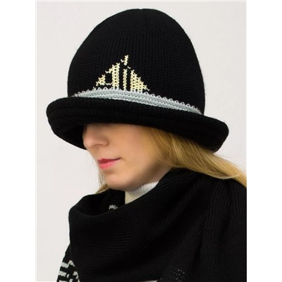Комплект шляпа+шарф женский весна-осень Sailor (Цвет черный), размер 56-58, шерсть 30%