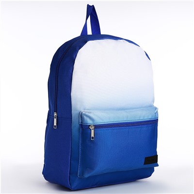 Рюкзак школьный текстильный с белым градиентом, 38х29х11 см, цвет синий, отдел на молнии NAZAMOK