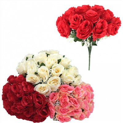 Цветок искусственный Розы в букете (18шт) №3 РБ