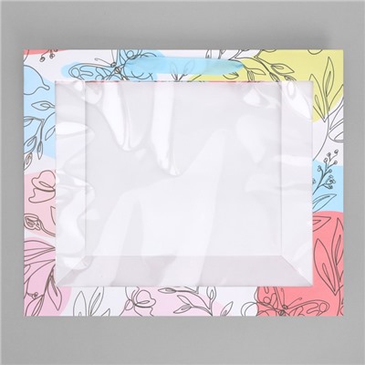 Пакет крафтовый с пластиковым окном «Поздравляю», 31 × 26 × 10 см