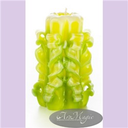 Свеча-резная ручной работы LACE LIME-S (кружева лайм), h 9 см TM Aromatte