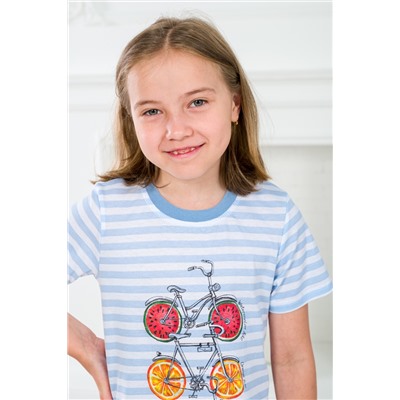 Ночная сорочка детская из кулирки с коротким рукавом Fruits&bikes / Голубой