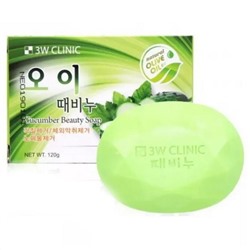 3W Clinic Мыло кусковое для лица и тела с экстрактом огурца / Cucumber Beauty Soap, 120 г