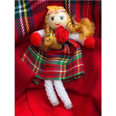 Комплект осенний для девочки берет+шарф Куколка (Цвет красный) разные куклы, размер 52-54,  хлопок 95%