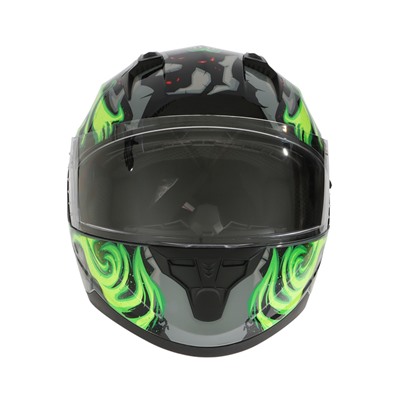 Шлем интеграл с двумя визорами, размер XL (60-61), модель BLD-M67E, черно-зеленый