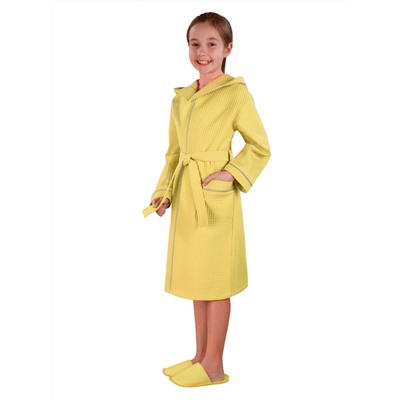 Детский халат вафельный Люкс / Желтый