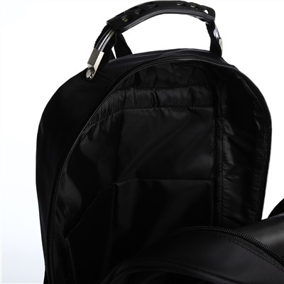 Рюкзак молодежный из текстиля, 2 отдела на молнии, 4 кармана, усиленная ручка, цвет черный No brand