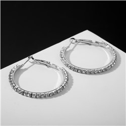 Серьги-кольца princess дорожка, цвет белый в серебре, d=4 см Queen fair