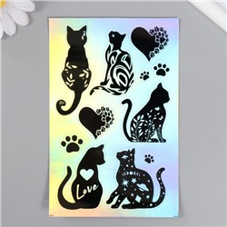 Голографические наклейки (стикеры) "Коты" 10х15 см, 5-201