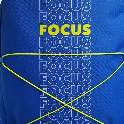 Рюкзак школьный текстильный со шнуровкой focus, 38х29х11 см, синий NAZAMOK