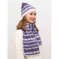 Комплект зимний женский шапка+шарф Анабель (Цвет фиолетовый), размер 56-58, шерсть 50%, мохер 30%