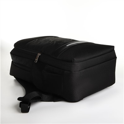 Рюкзак молодежный, 2 отдела на молнии, 4 кармана, с usb, цвет черный No brand