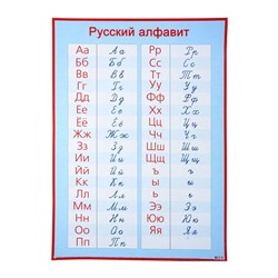 Плакат обучающий "Русский алфавит, прописные и печатные буквы" А2