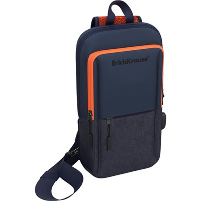 Рюкзак ErichKrause 6L CityLine с одним плечевым ремнем, 35*21*8 см, 1 отд., синий/оранжевый