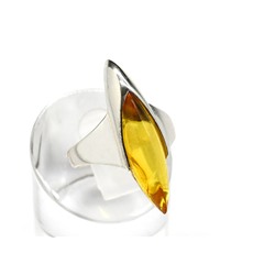 Кольцо с янтарем С925 "стрела" 7*27мм лимонный размер 16, 3,6гр