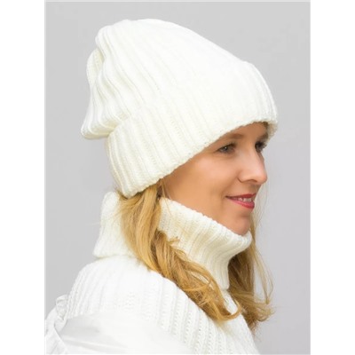 Комплект зимний женский шапка+снуд Blanco (Цвет молочный), размер 56-58; 58-60, шерсть 30%