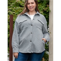 Gray Plus Size Quilted Pattern Shacket