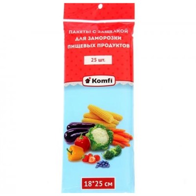 Пакеты для заморозки 18*25см (25шт) с защелкой  Komfi HPZ204E 1/100