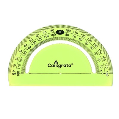 Транспортир Calligrata, гибкий, силиконовый, корпус флуоресцентный, МИКС