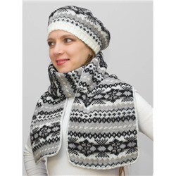 Комплект зимний женский берет+шарф Мариз (Цвет серый), размер 52-54, шерсть 50%, мохер 30%