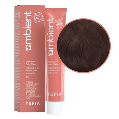 TEFIA Ambient 6.16 Перманентная крем-краска для волос / Темный блондин пепельно-махагоновый, 60 мл