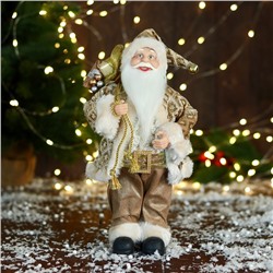 Дед Мороз "В золотой шубе, с ремешком, и подарками" 30х16 см