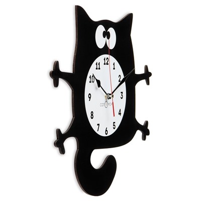 Часы настенные детские "Чёрный кот", бесшумные, 29 х 34 см, АА