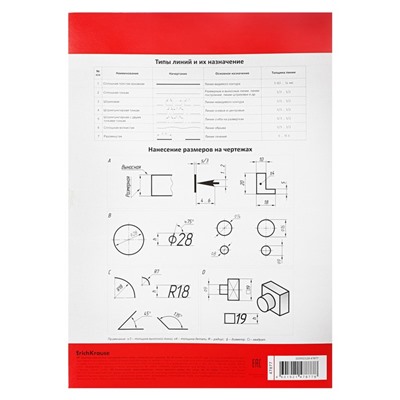 Бумага для черчения А4, 20 листов, блок 200 г/м², ErichKrause, без рамки, в картонной папке