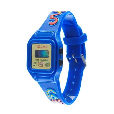 Часы наручные электронные детские "Цифры", 3 х 3 см, длина 20 см , синие