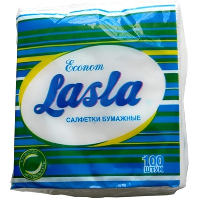 Салфетки бумажные LASLA Econom, 100 шт., 230*240 мм, 1-сл., белые