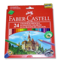 Карандаши цветные 24 шт., деревянные, шестигранные, с точилкой, Faber-Castell ЗАМОК (в к/к)