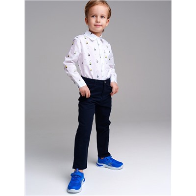 Комплект для мальчиков: брюки текстильные, кардиган трикотажный, сорочка текстильная