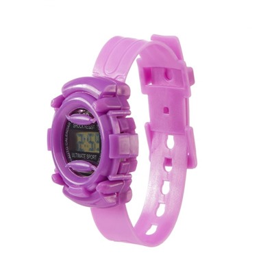 Часы наручные электронные, детские, d-4 см, ремешок l-22 см, фиолетовые