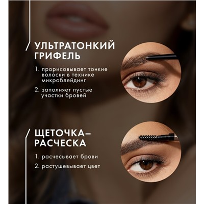 LuxVisage Карандаш для бровей механический BROWISSIMO ultra slim super stay 24H,тон 314 deep brown Lux Visage