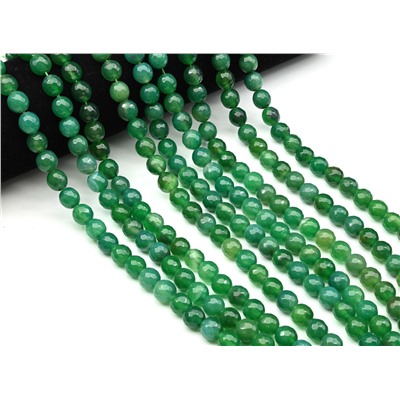 Бусины из агата тонированного шарик гр.10мм цв.зеленый, 37см, 38 бусин