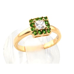 Кольцо женское "Карат" с цирконом зелёным, размер 18