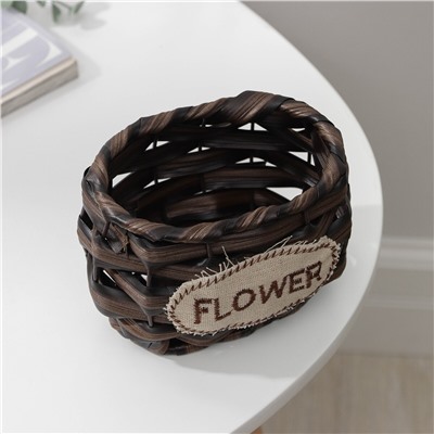 Кашпо для цветов плетеное доляна flower, 13×9,5×9 см, цвет темно-коричневый Доляна
