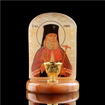 Икона «Святой Лука», с подсвечником, селенит