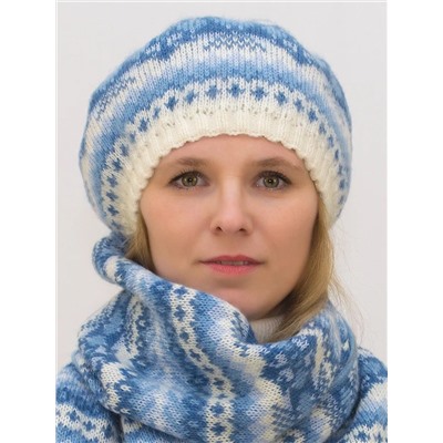 Комплект зимний женский берет+шарф Мариз (Цвет голубой), размер 52-54, шерсть 50%, мохер 30%