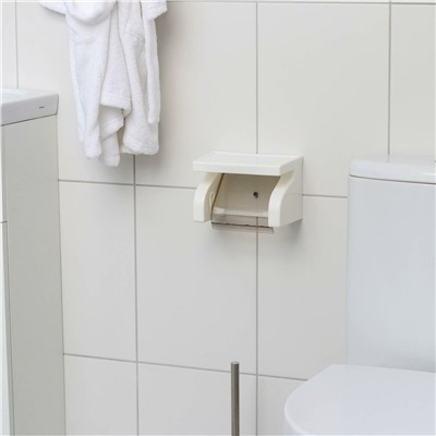 Держатель для туалетной бумаги с полочкой, 18×11,5×12 см, цвет белый No brand